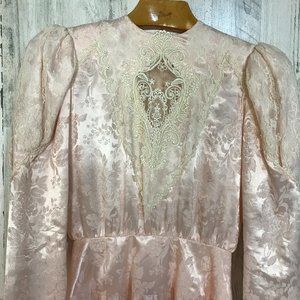 Vintage Scott McClintock Pink Lace Prairie Victorian Tea Dress